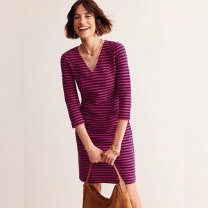 Boden‎ Bronte Ottoman Dress Navy Magenta Size 14